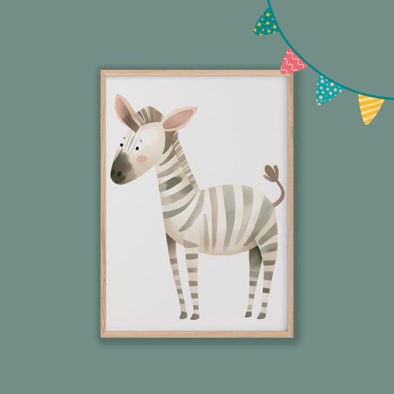 Zebra Nursery Decor Baby Room Wall Art Nursery Decor Prints Animal Boho Kids Room Decor Instant Playroom Print