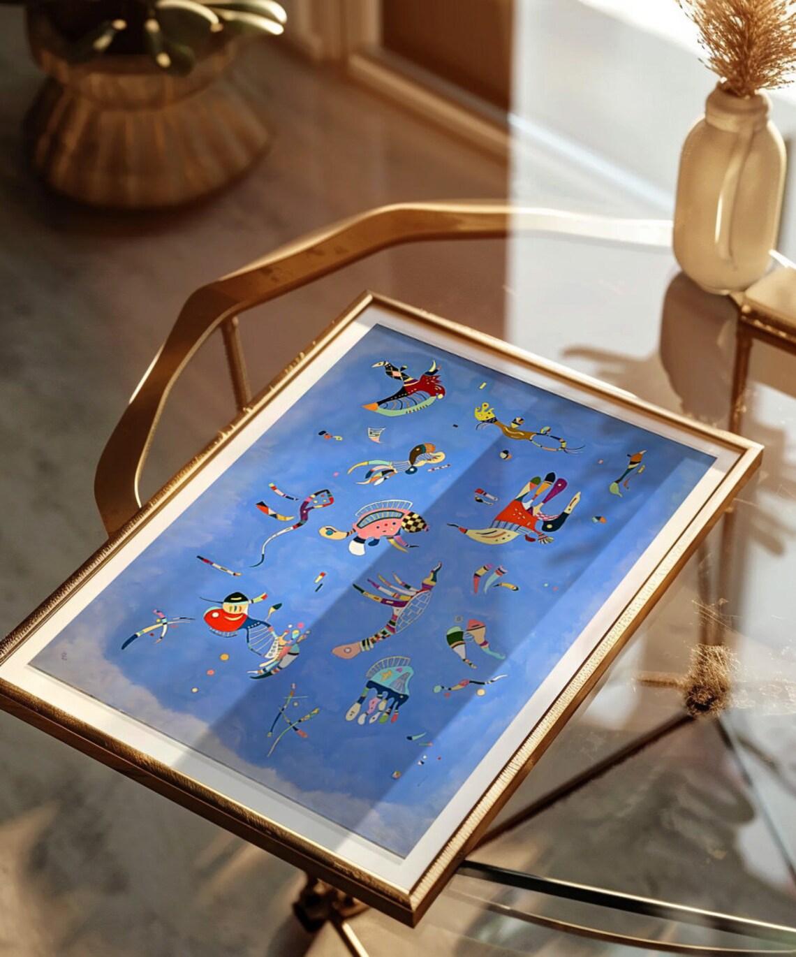 Blue Sky Abstract Floating Organic Shapes Colorful Art Poster - Image 3