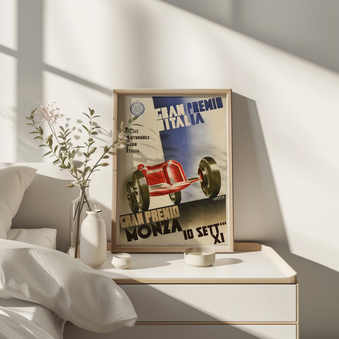 Italian Grand Prix Monza Vintage Racing Car Motorsport Poster - Image 2