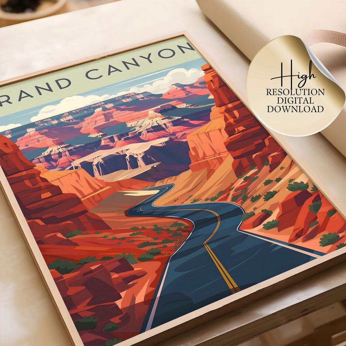 Grand Canyon Retro Road Trip Illustration Vintage Travel Poster - Image 4