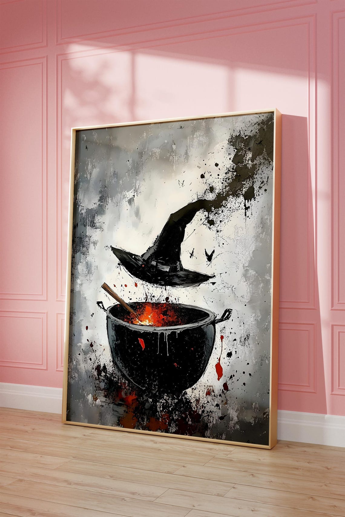 Witch Cauldron Bubbling Brew Magic Hat Smoke Halloween Art Poster - Image 4