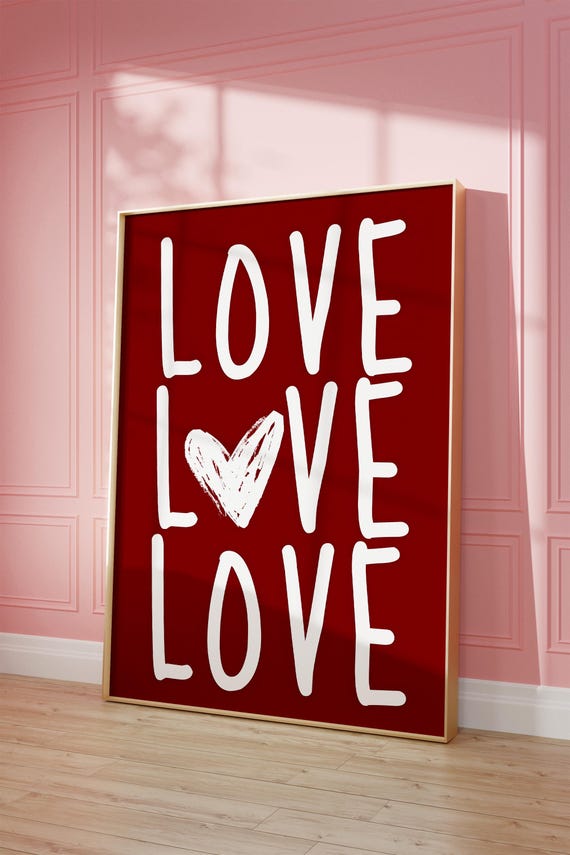 Love Sign Wall Art Print Vintage Bar Cart Retro Aesthetic Kitchen Decor Poster Apartment Funky Decor Instant
