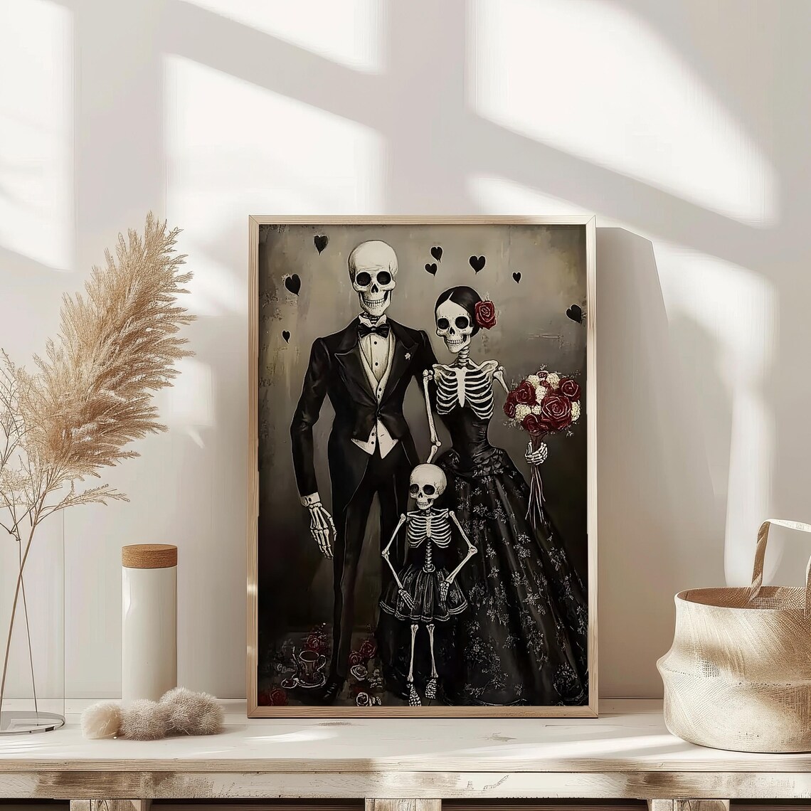 Skeleton Family Gothic Wedding Portrait Day of the Dead Poster - Image 2