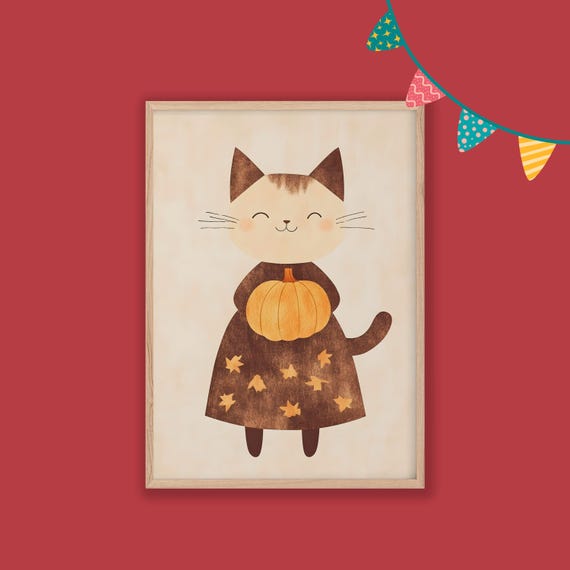 Cat Nursery Decor Baby Room Wall Art Nursery Decor Prints Animal Boho Kids Room Decor Instant Playroom Print