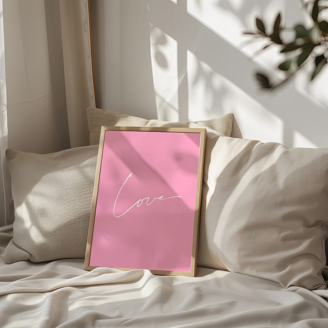 Love Script Pink Minimalist Modern Typography Wedding Decor Poster - Image 2