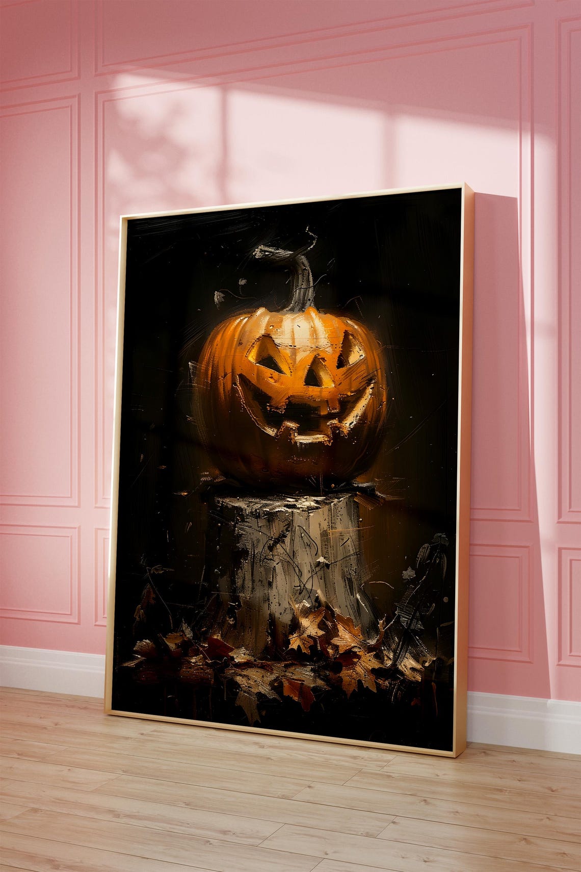 Glowing Jack O Lantern Tree Stump Dark Moody Halloween Poster - Image 4