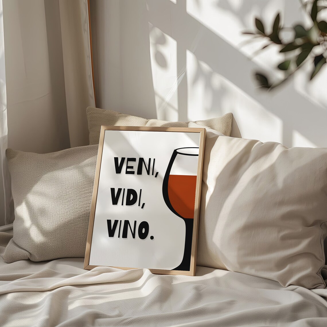 Veni Vidi Vino Funny Wine Quote Minimalist Red Wine Glass Print - Image 2