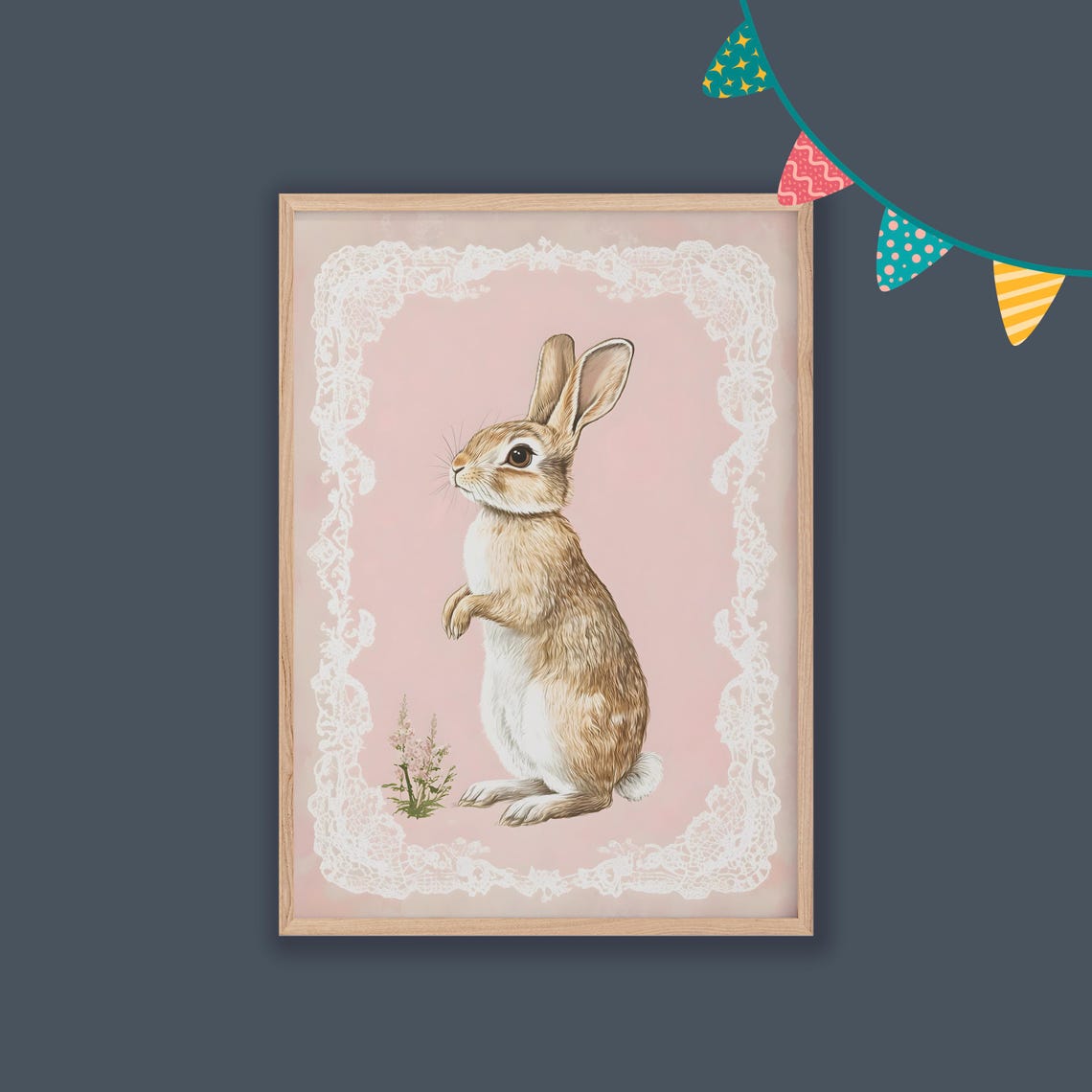 Bunny Nursery Decor Baby Room Wall Art Nursery Decor Prints Animal Boho Kids Room Decor Instant Playroom Print