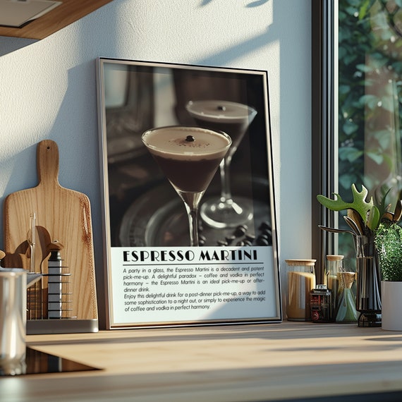 Espresso Martini Cocktail Print Cocktail Art Poster Retro Drink Poster Minimalist Large Wall Art Bar Art Decor