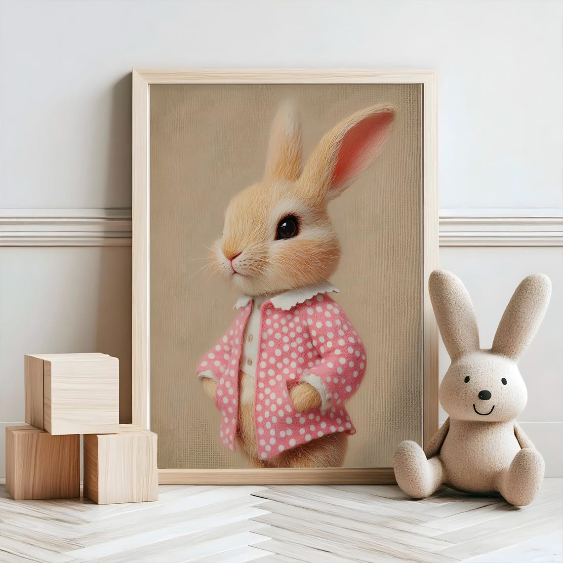 Bunny Nursery Decor Baby Room Wall Art Nursery Decor Prints Animal Boho Kids Room Decor Instant Playroom Print - Image 2