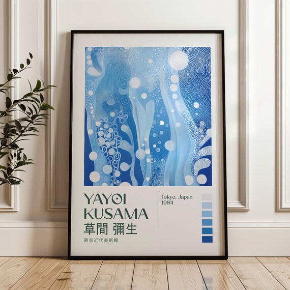Yayoi Kusama Blue Underwater Dots Exhibition Art Poster Tokyo Japan 1984