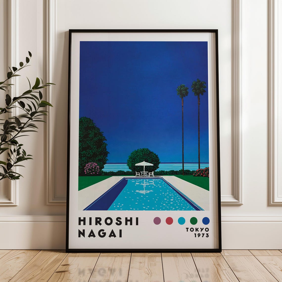 Hiroshi Nagai Tokyo 1975 Retro Swimming Pool Palm Trees Poster
