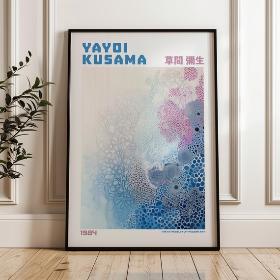 Yayoi Kusama Blue and Purple Dotted Abstract Ocean Art Poster