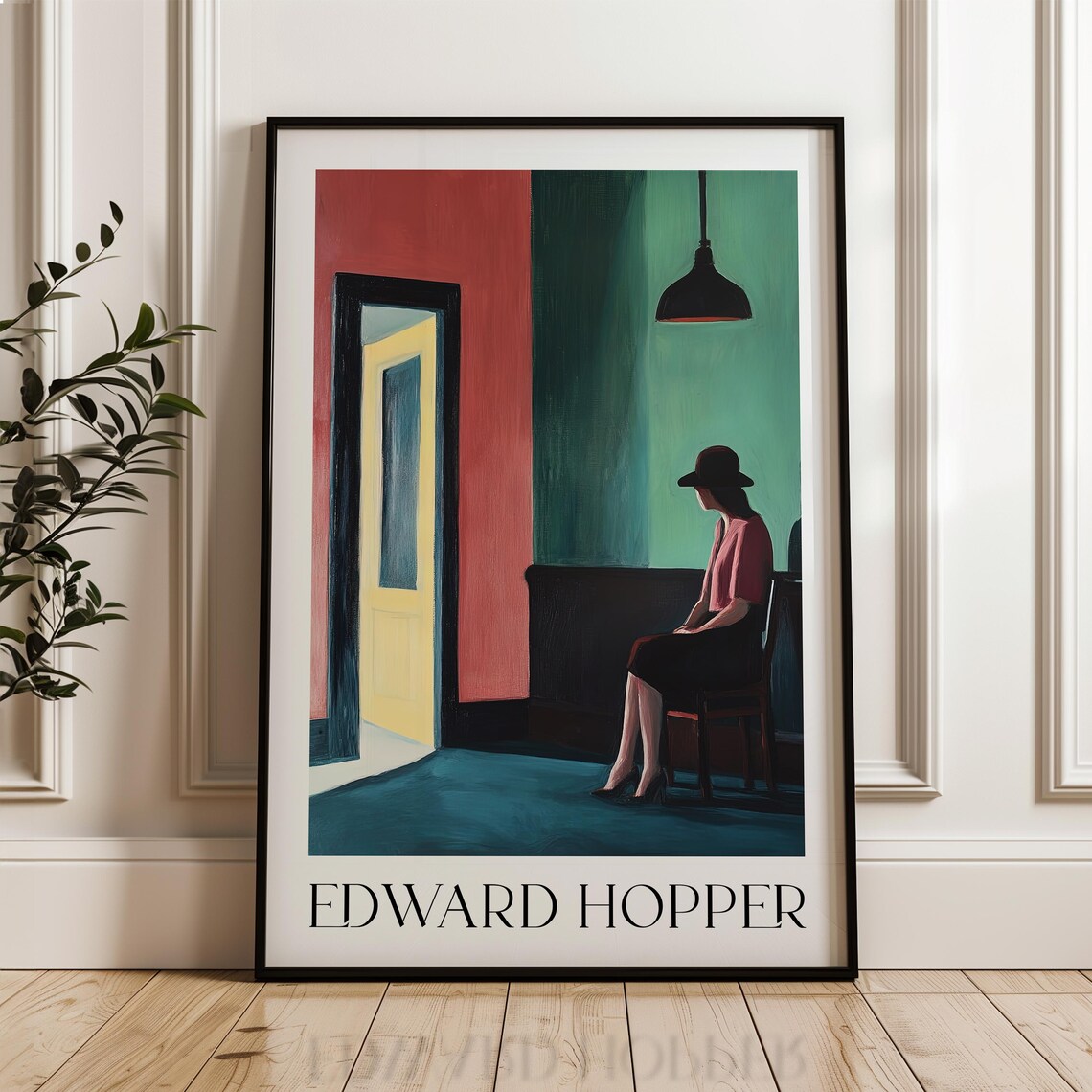 Edward Hopper Woman In Pink Dress Seated By Open Doorway Poster