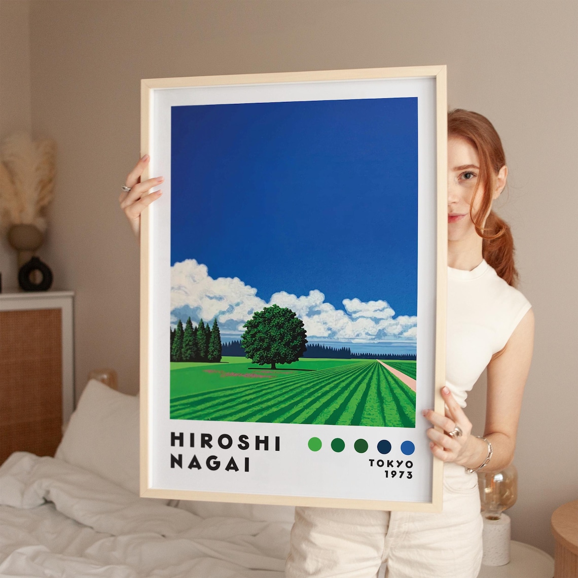 Hiroshi Nagai Tokyo 1973 Green Field Tree Japanese City Pop Poster