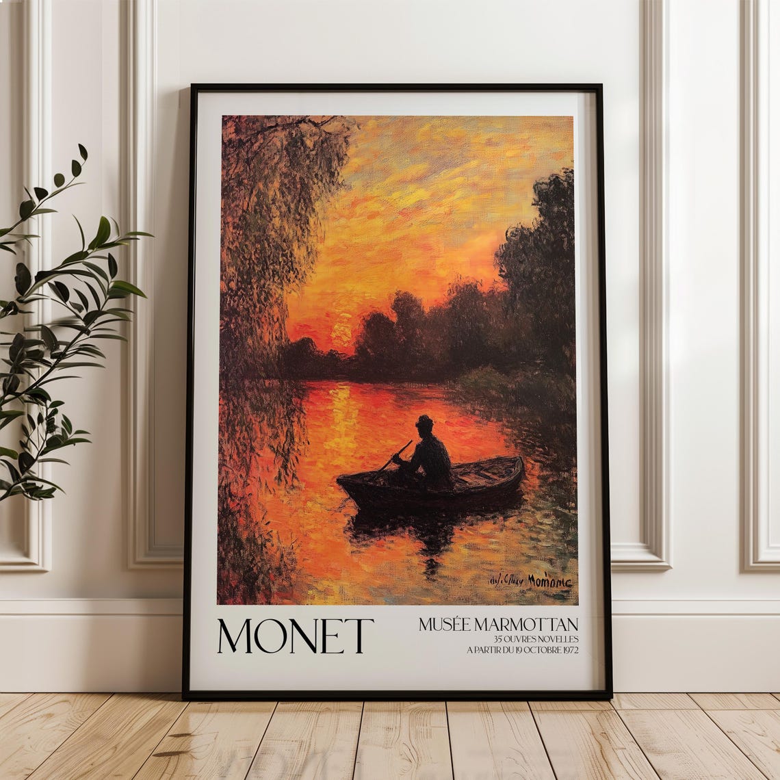 Claude Monet Golden River Sunset Boats Marmottan Exhibition Poster