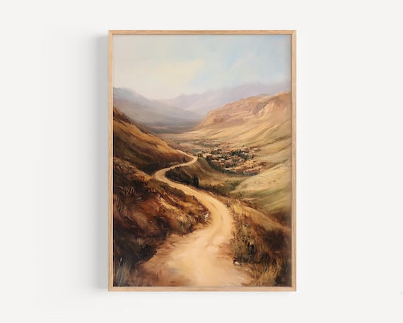 The Narrow Way Vintage Oil Painting Poster Of A Winding Desert Path