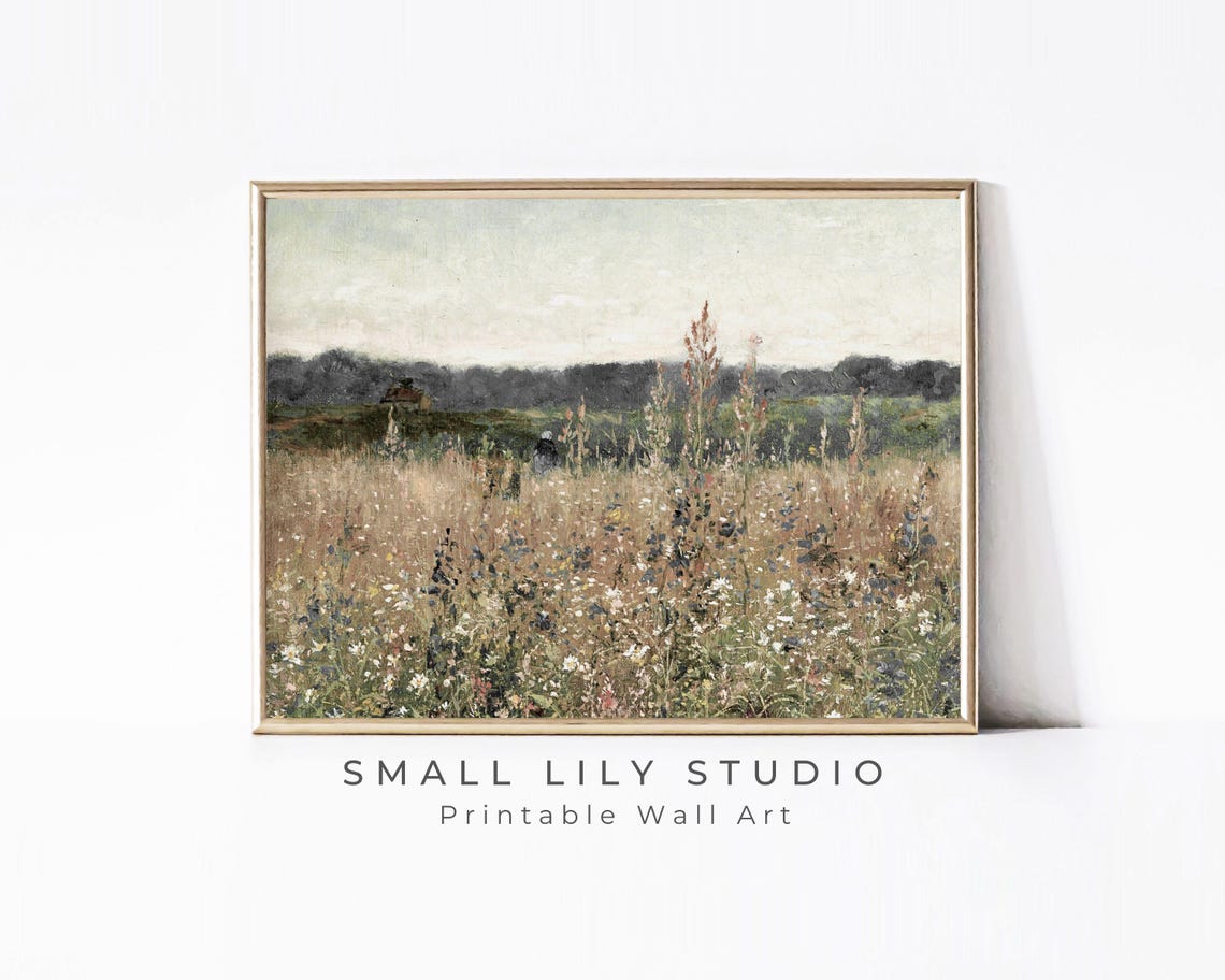 Warm Summer Wildflower Field Meadow Neutral Rustic Landscape Poster