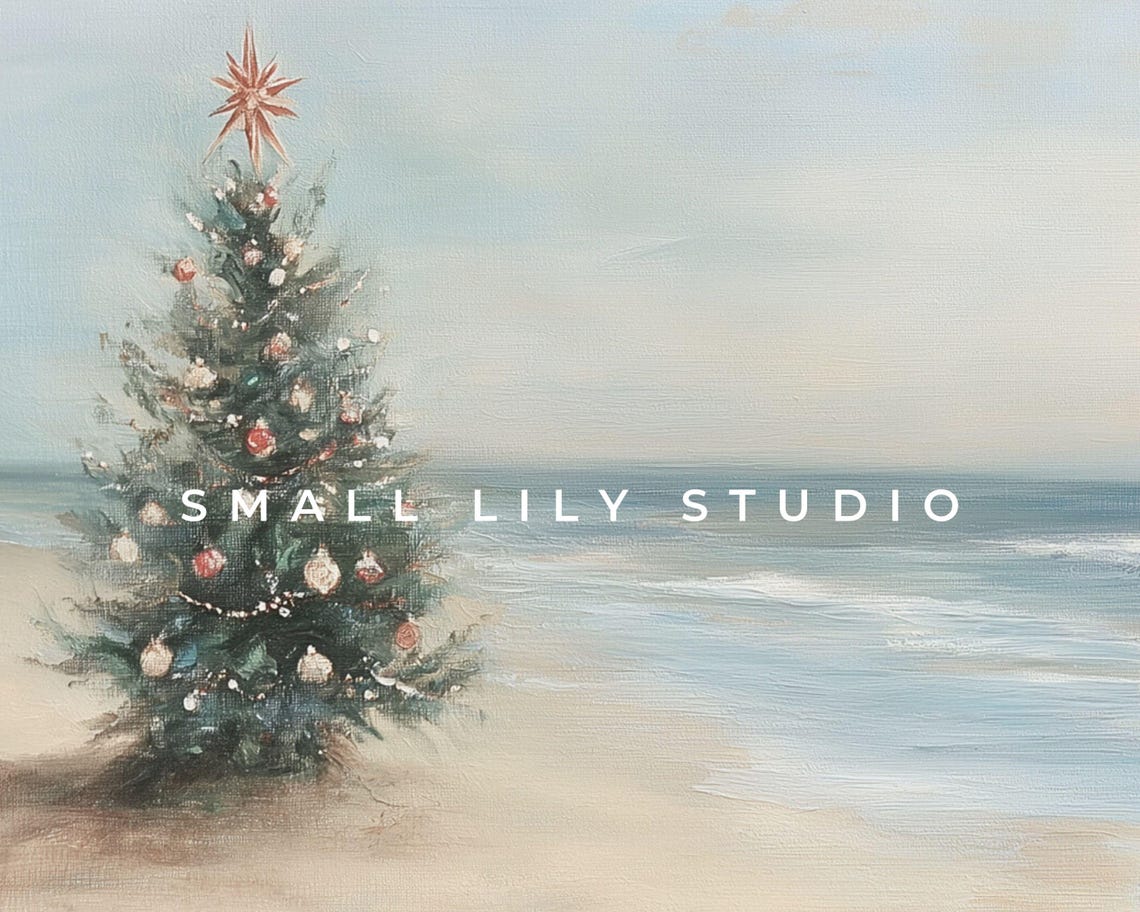 Christmas Tree on Shoreline With Waves and Star Coastal Holiday Poster - Image 4