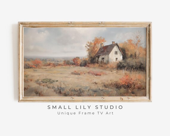 Autumn Country Cottage Fall Foliage Landscape Vintage Oil Painting Poster