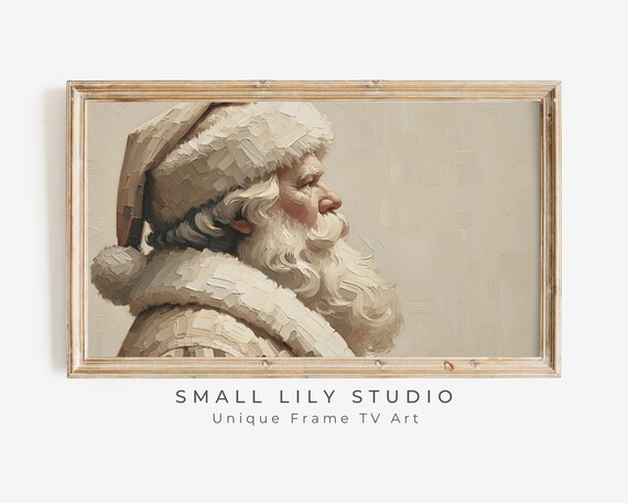 Frame Tv Art Santa Portrait Neutral Santa Painting For Frame Tv Moody Textured Santa Claus Christmas Art Frame Tv Tv224