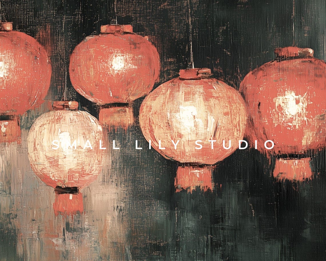 Frame Tv Art New Years Red Lanterns Nye Party Tv Screensaver Frame Tv Art Chinese New Year Vintage Style Painting Black Tv575 - Image 4