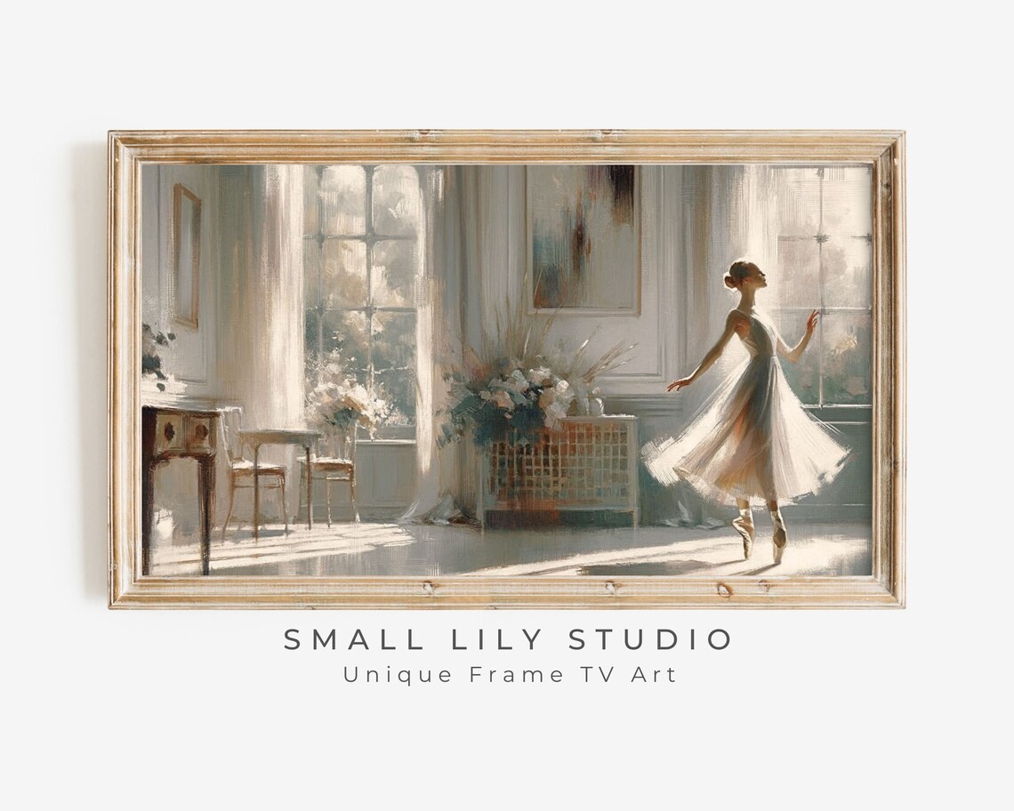 Ballerina in White Vintage Painting Style Art Print