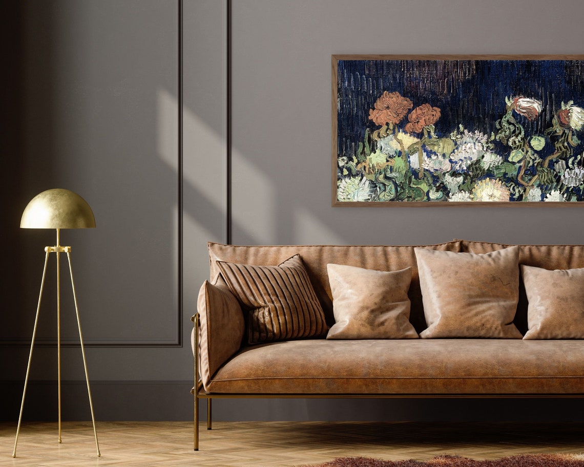 Frame Tv Art Dark Flowers Vintage Oil Painting Textured Dark Botanical Tv Artwork Antique Floral Tv Art Tv68 - Image 2