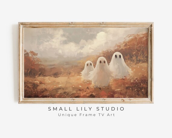 Ghost Family Autumn Field Landscape Misty Vintage Halloween Poster