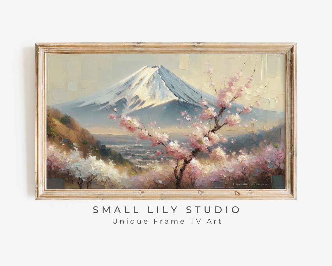 Mt Fuji Spring in Japan Art Print, Seasonal Landscape