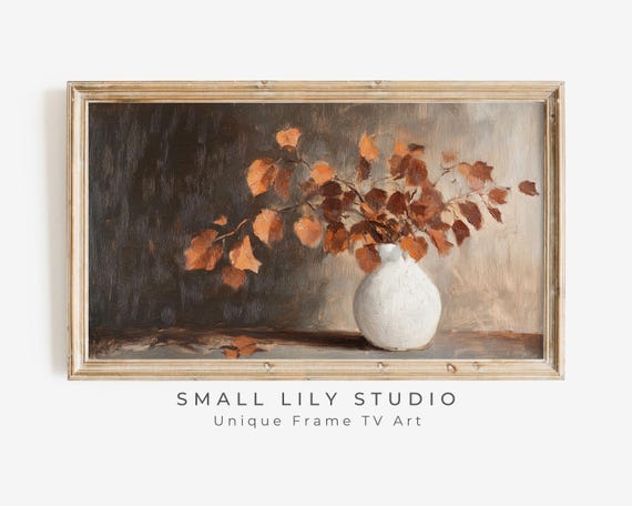 Fall Leaves In Vase, Vintage Farmhouse Art Print