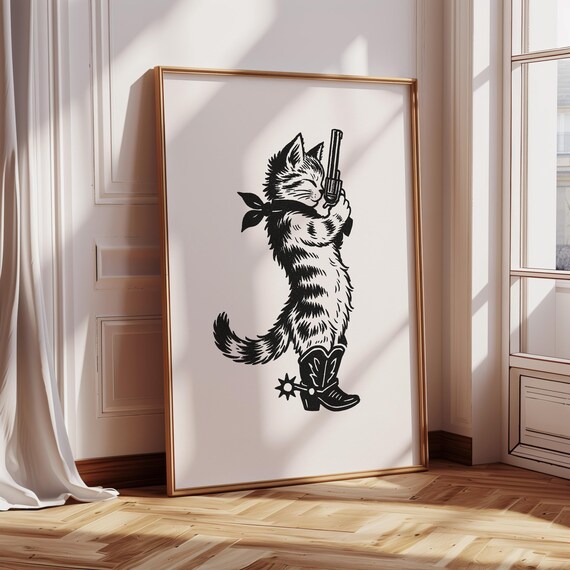 Cowboy Cat, Funny Western Cat in Boots