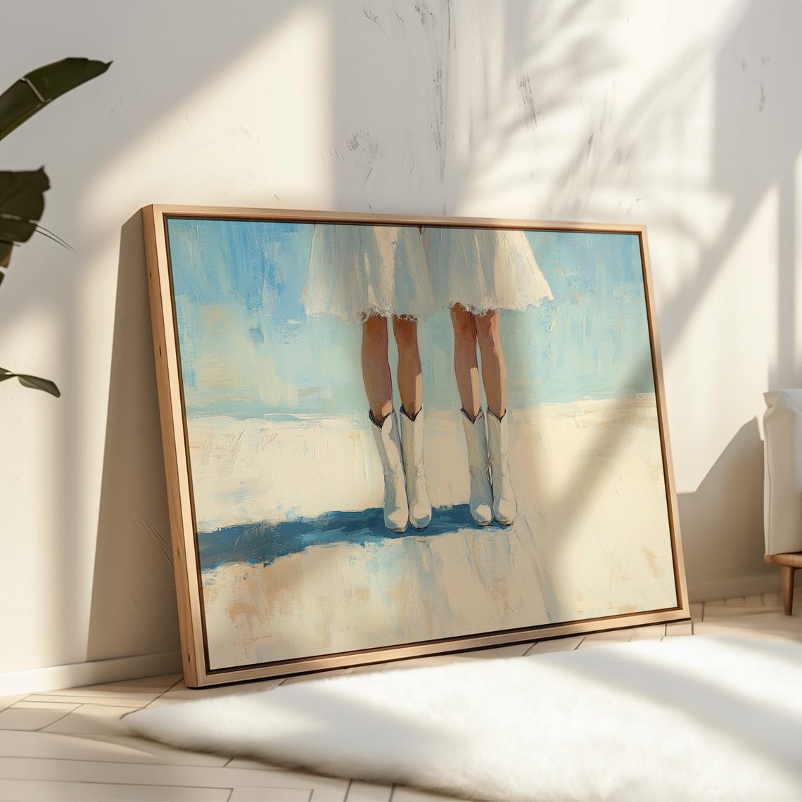 White Cowboy Boots Minimalist Beach Bride Painting Western Wall Poster - Image 4