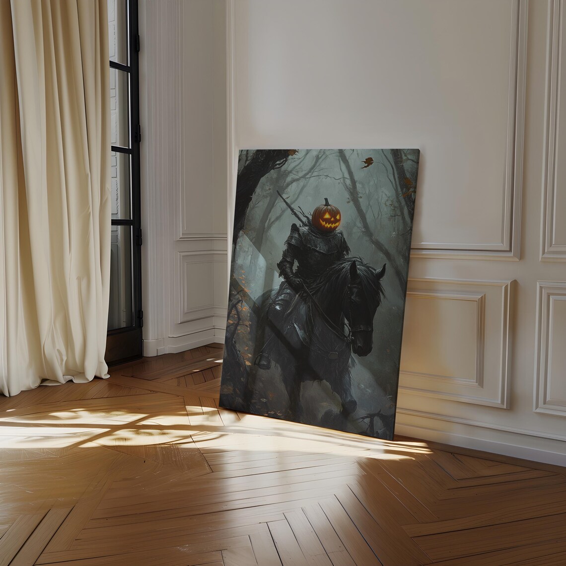 Headless Horseman Pumpkin Head Haunted Woods Halloween Wall Art Poster - Image 3