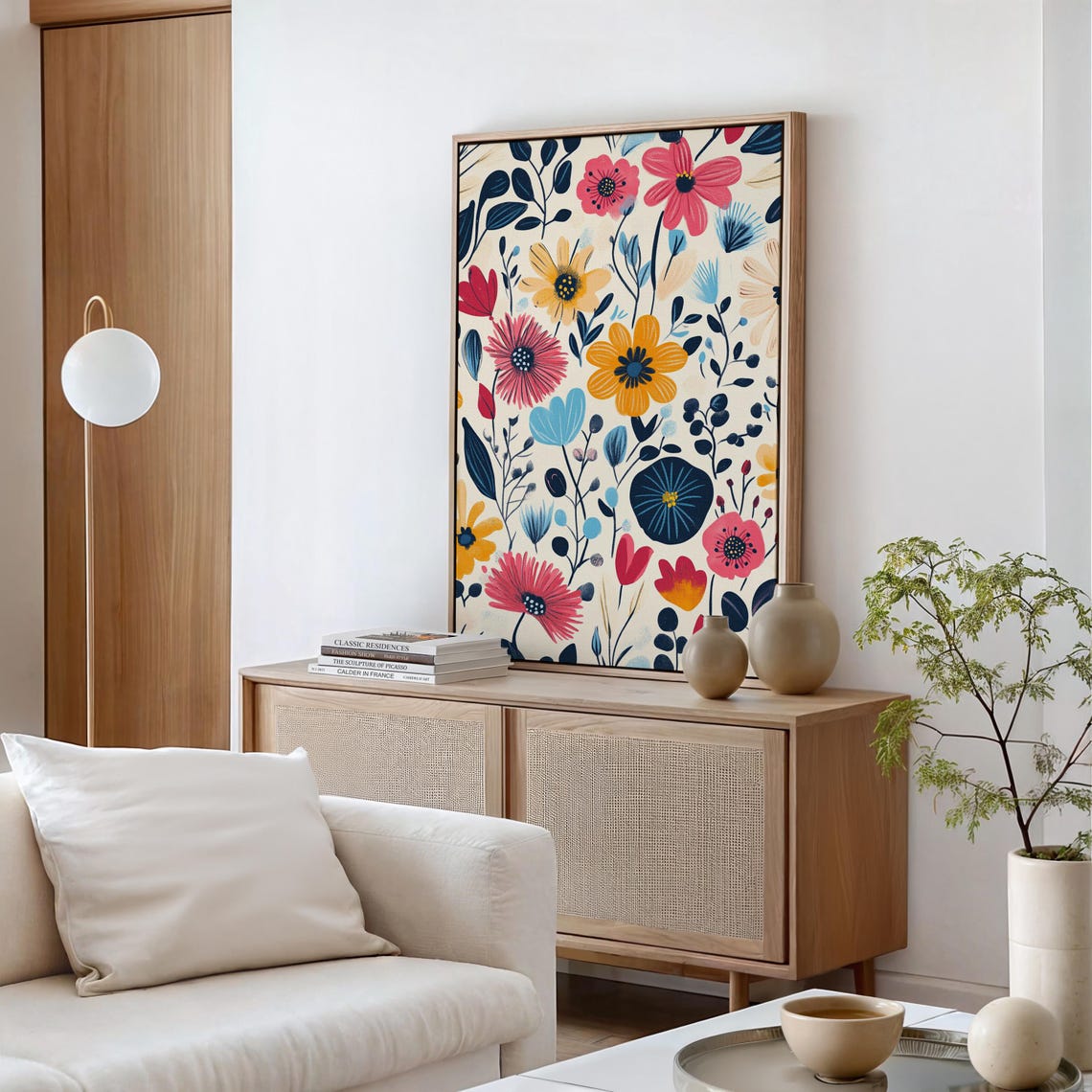 Colorful Floral Blossoms Pink Yellow Blue Modern Botanical Poster - Image 4