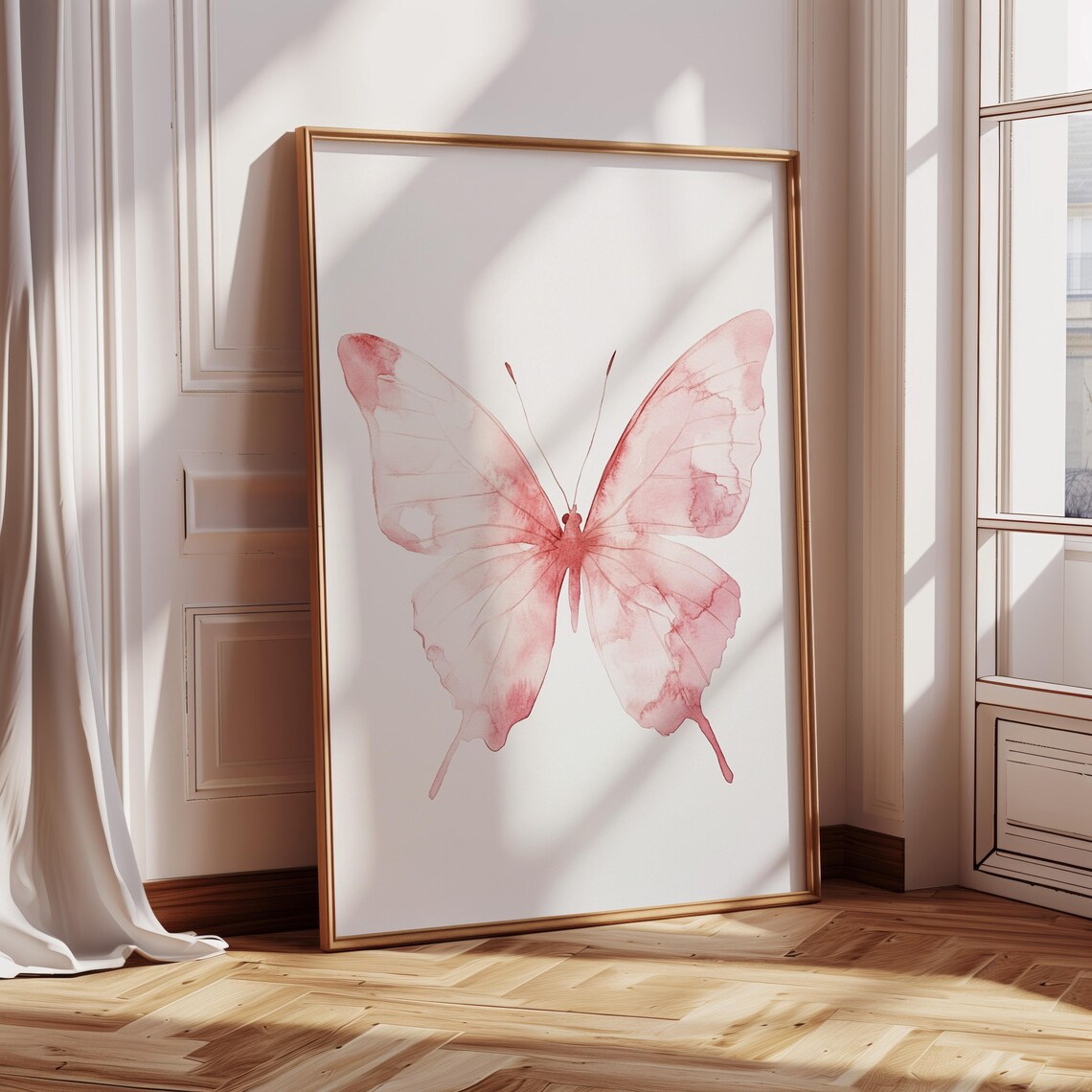 Soft Pink Butterfly Watercolor Art Print - Image 5