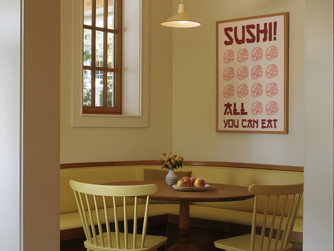 Sushi All You Can Eat Retro Japanese Kitchen Typography Food Poster - Image 4