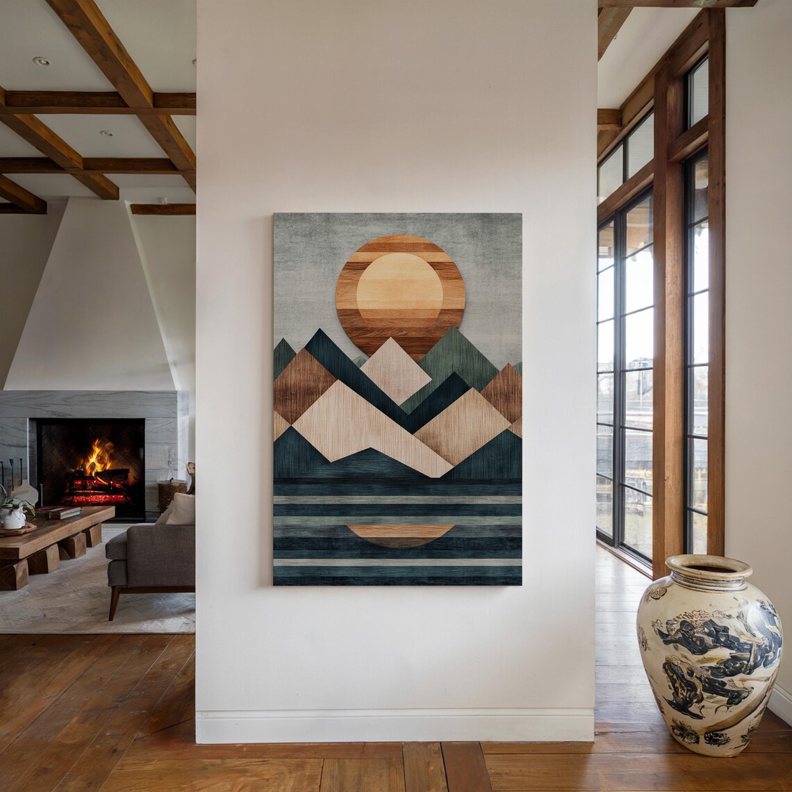 Geometric Mountain Art Print, Modern Abstract Landscape - Image 2