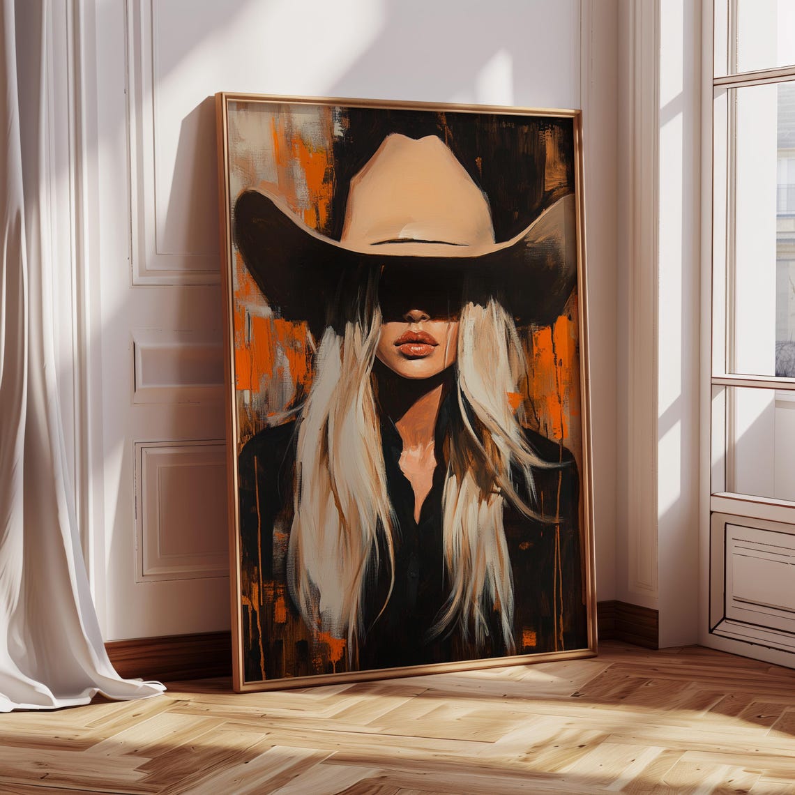 Blonde Cowgirl Modern Western Portrait, Rustic Decor - Image 3