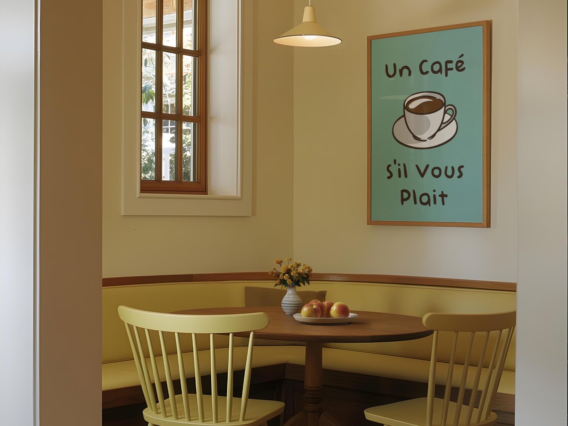 Un Café s'Il Vous Plaît Mint French Cafe Coffee Art Kitchen Poster - Image 4