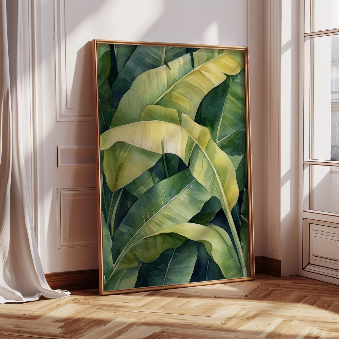 Lush Banana Leaf Watercolor Tropical Botanical Art Print - Image 2
