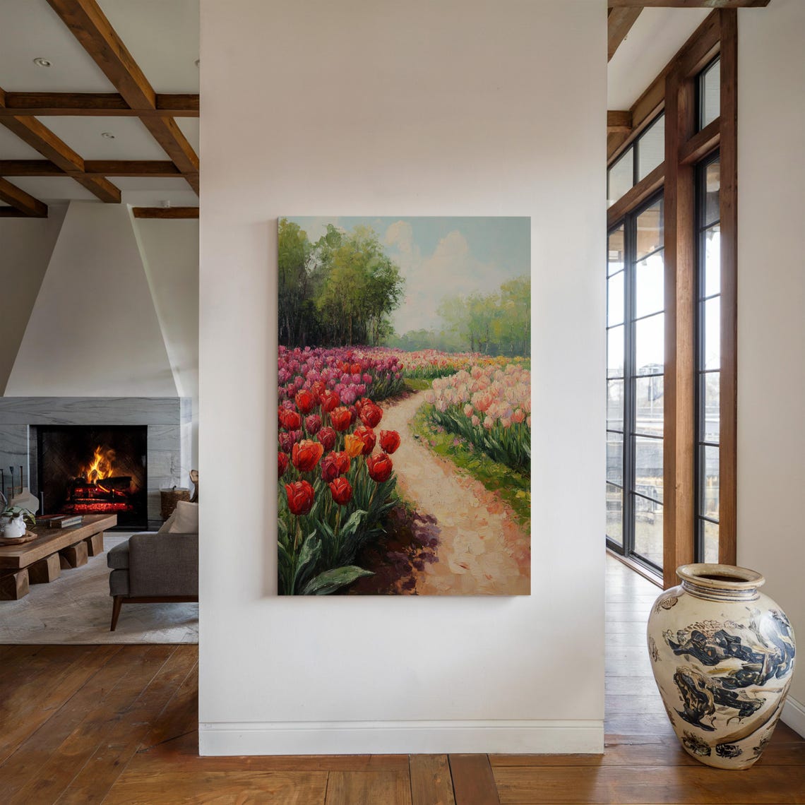 Spring Tulip Path, Impressionist Garden Art Print - Image 5