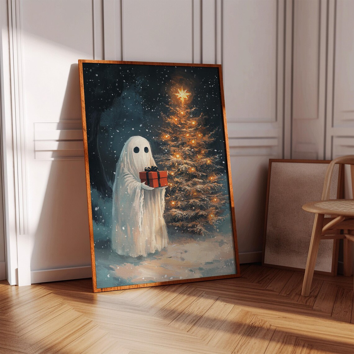 Ghostmas Cheer - Spooky Ghost With Gift, Christmas Tree - Image 3