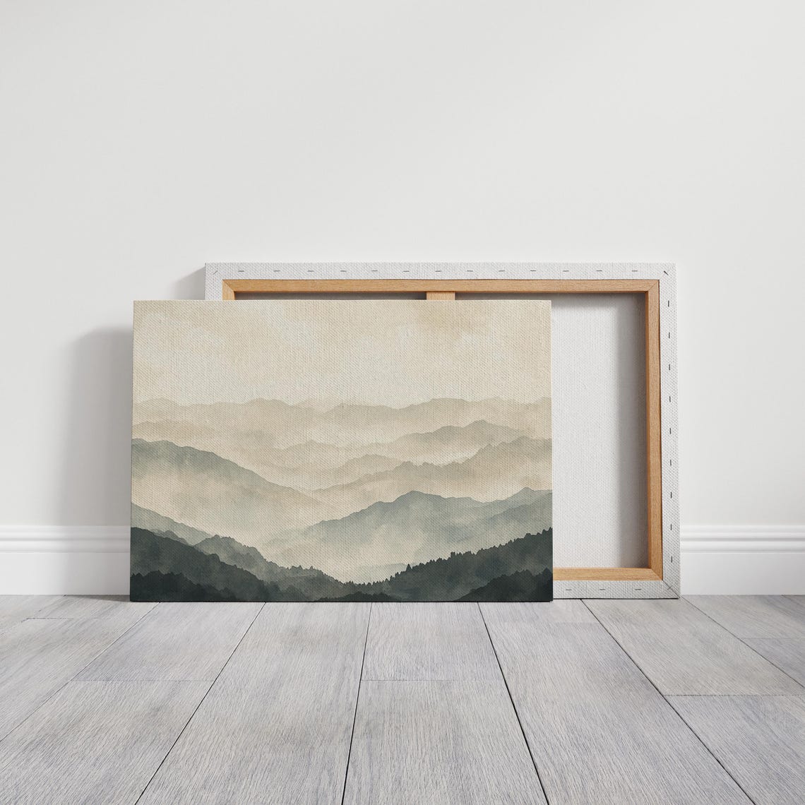 Misty Mountain Landscape Wall Art Neutral Watercolor Print For Home Decor - Image 3