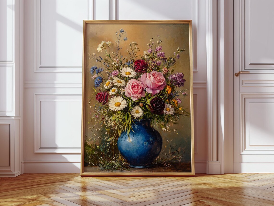 Rustic Floral Still Life, Country Cottage Art Print - Image 3