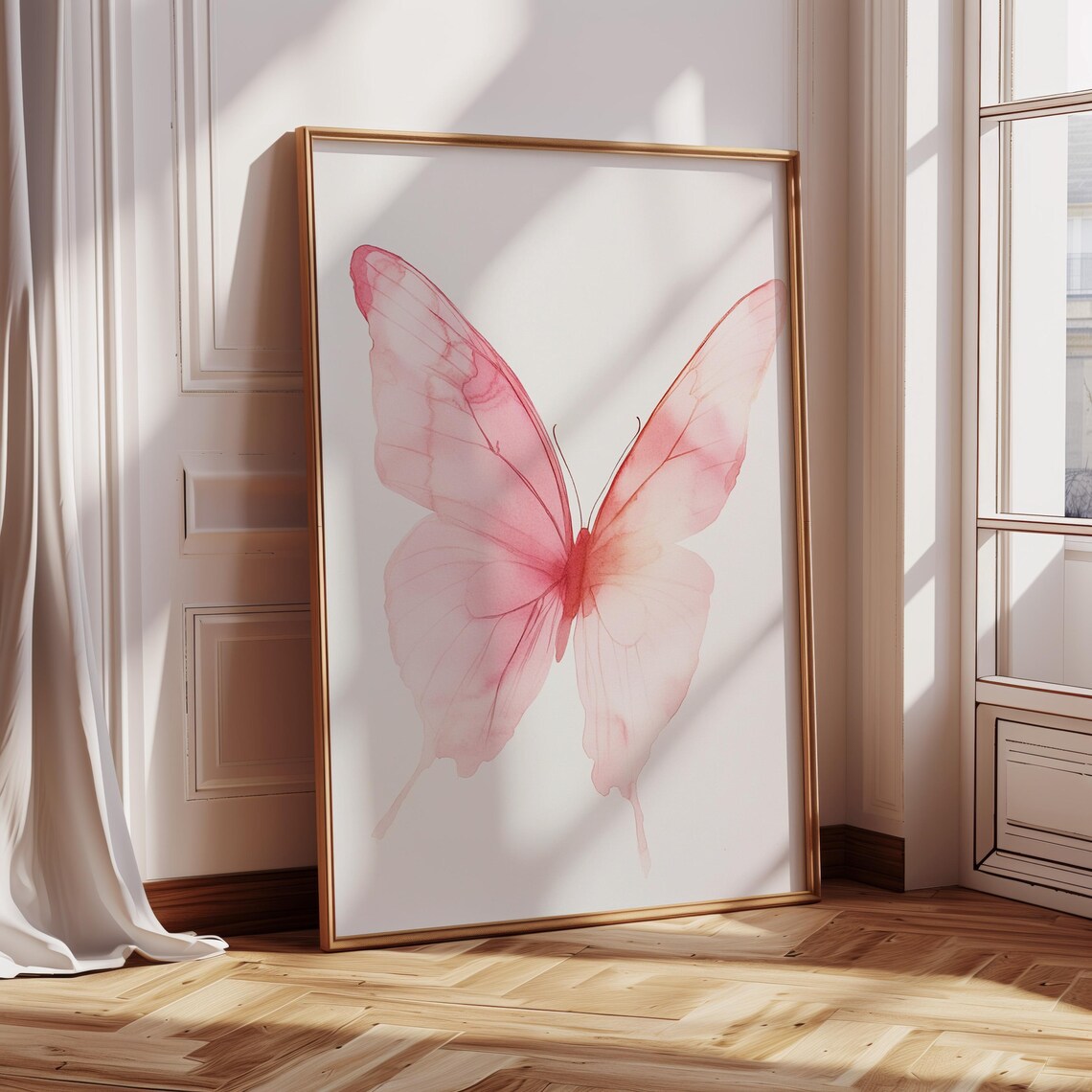 Butterfly Watercolor, Elegant Minimalist Nature Decor