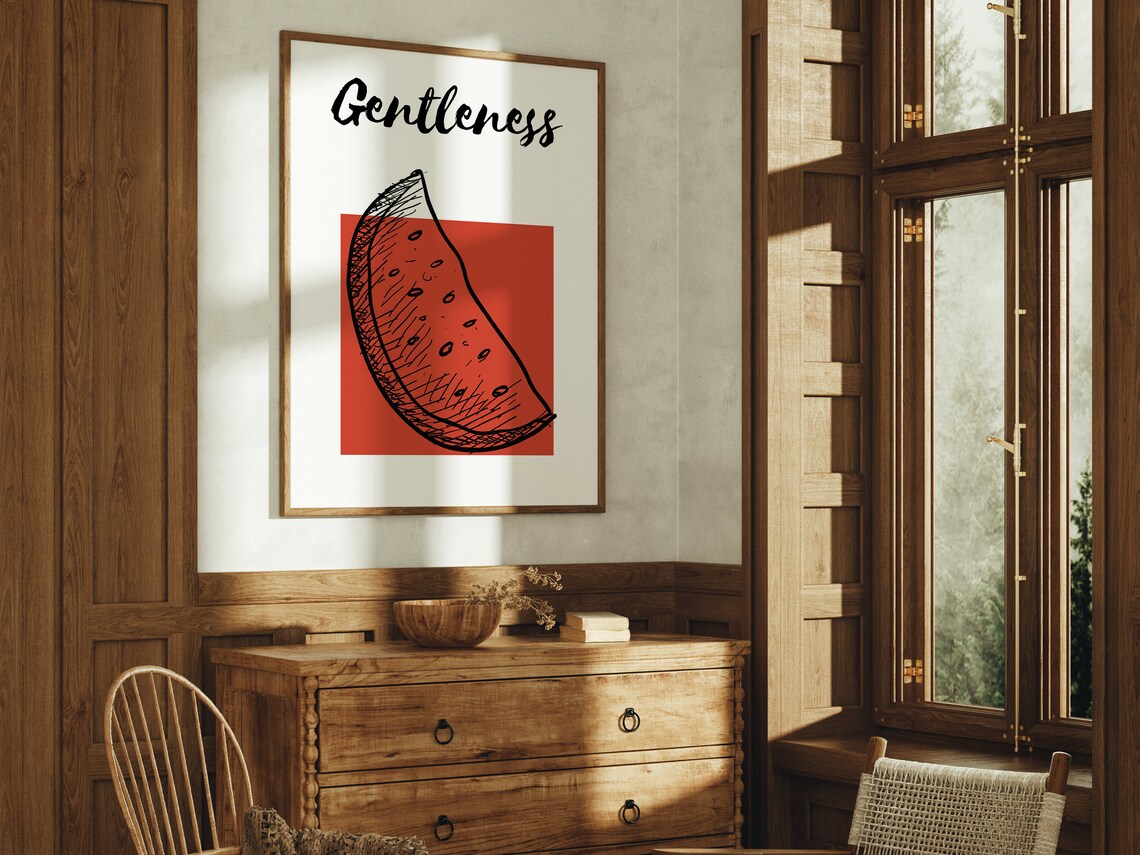Gentleness Fruit of the Spirit Watermelon Sketch Quote Wall Poster - Image 4