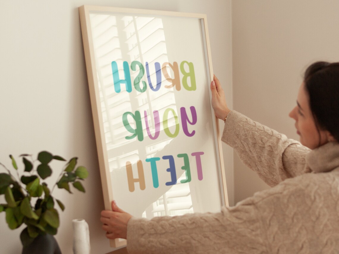 Brush Your Teeth Poster, Boho Minimalist Decor - Image 2