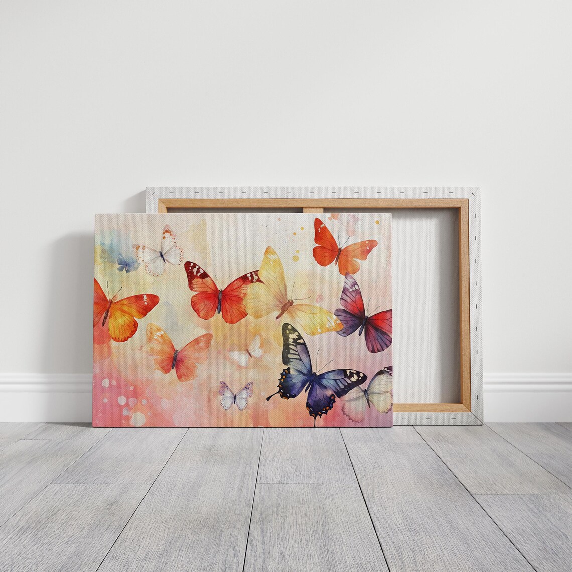 Colorful Watercolor Butterflies Pastel Pink Dreamy Nature Art Poster - Image 5
