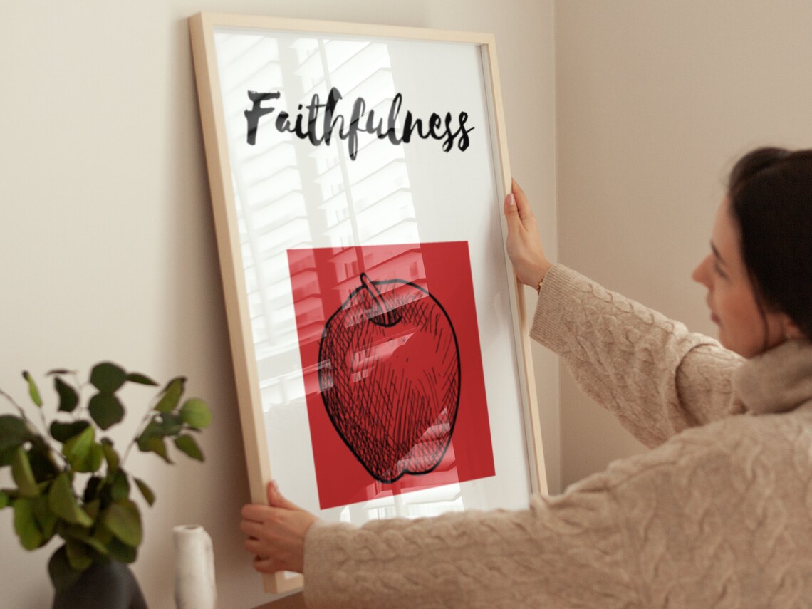 Faithfulness Apple Fruit Sketch Christian Affirmation Wall Art Poster - Image 4